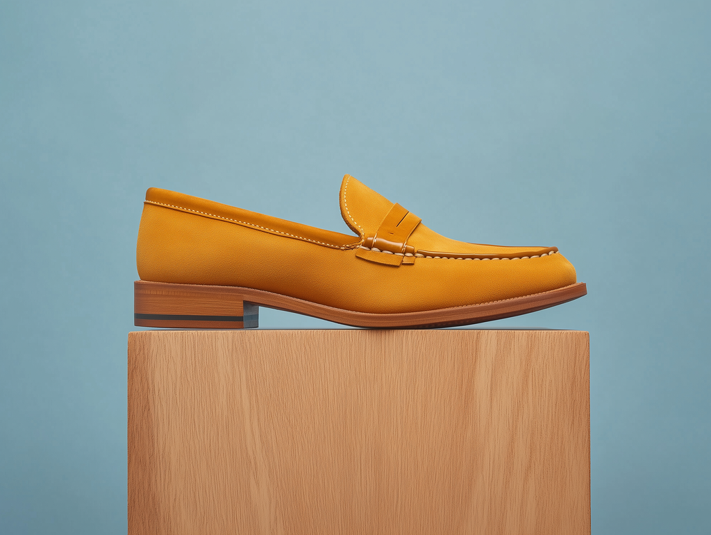 ARIANNA • Custom Fitted Penny Loafer Shoes • CANARY YELLOW SUEDE