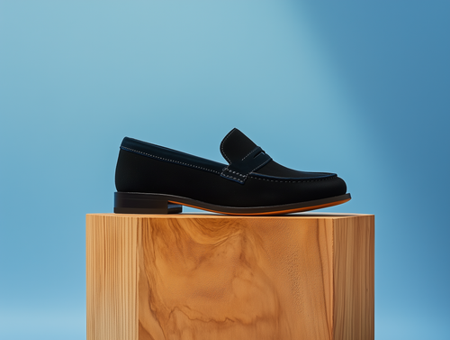 BEATRICE • Custom Fitted Penny Loafer Shoes • BLACK SUEDE