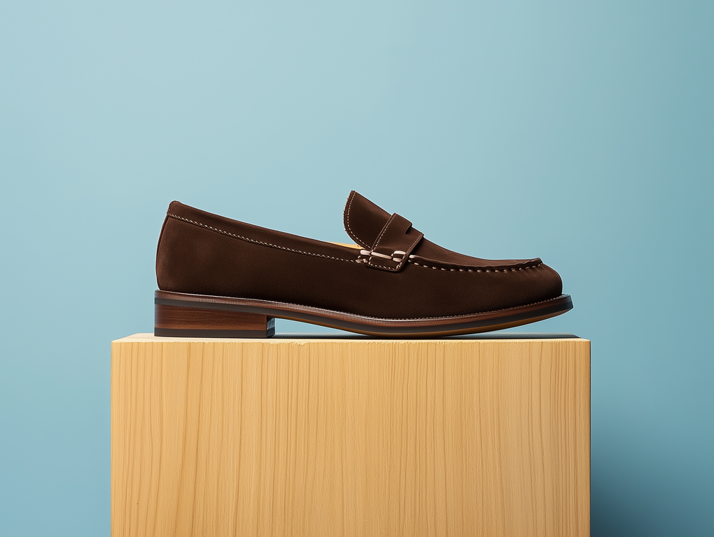 BIANCA • Custom Fitted Penny Loafer Shoes • DARK BROWN SUEDE