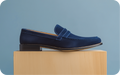 bespoke loafers for women in blue suede
