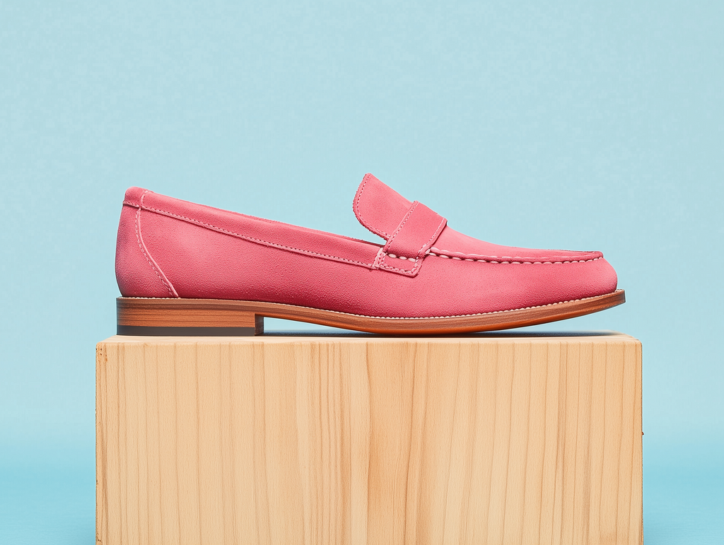 CATERINA • Custom Fitted Penny Loafer Shoes • FUCHSIA PINK SUEDE