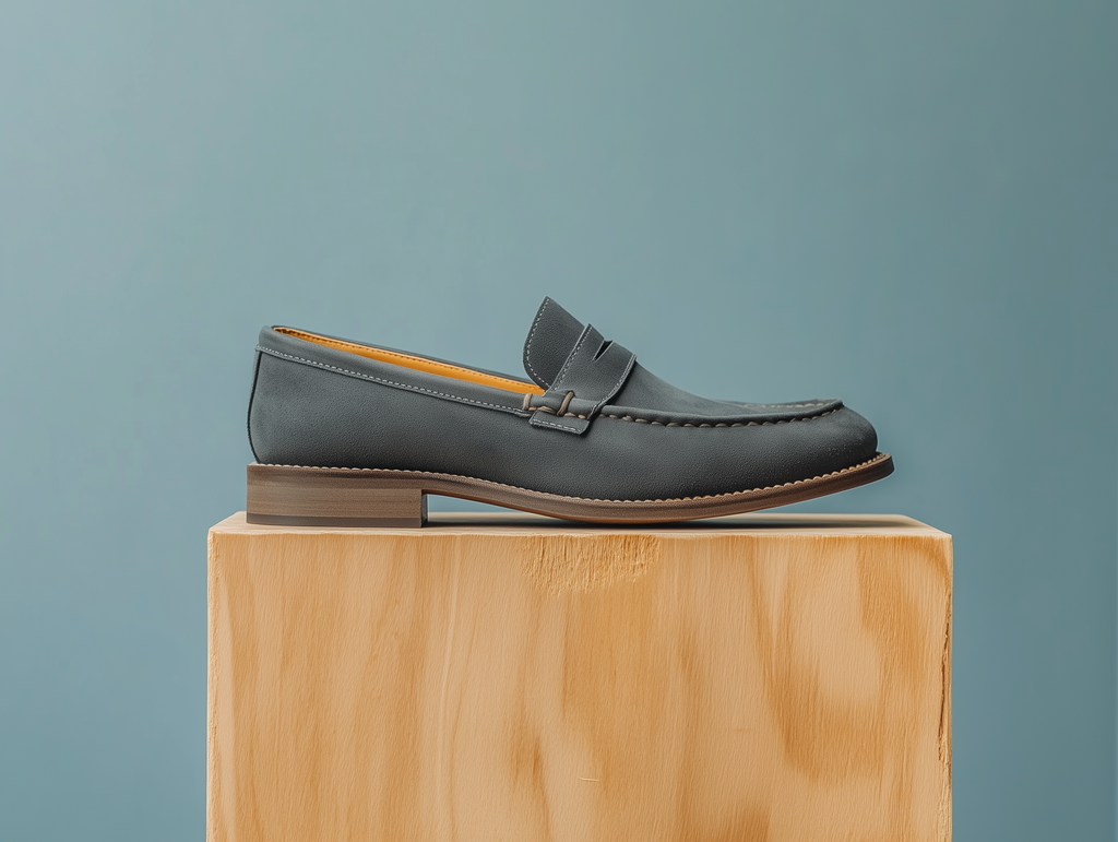 LUNA • Custom Fitted Penny Loafer Shoes • IVORY WHITE SUEDE