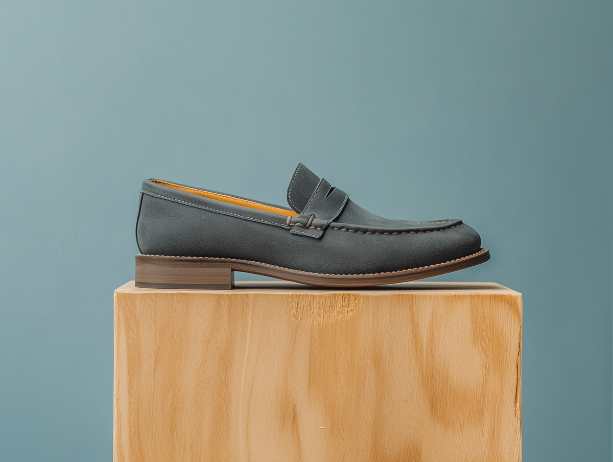 LUNA • Custom Fitted Penny Loafer Shoes • IVORY WHITE SUEDE