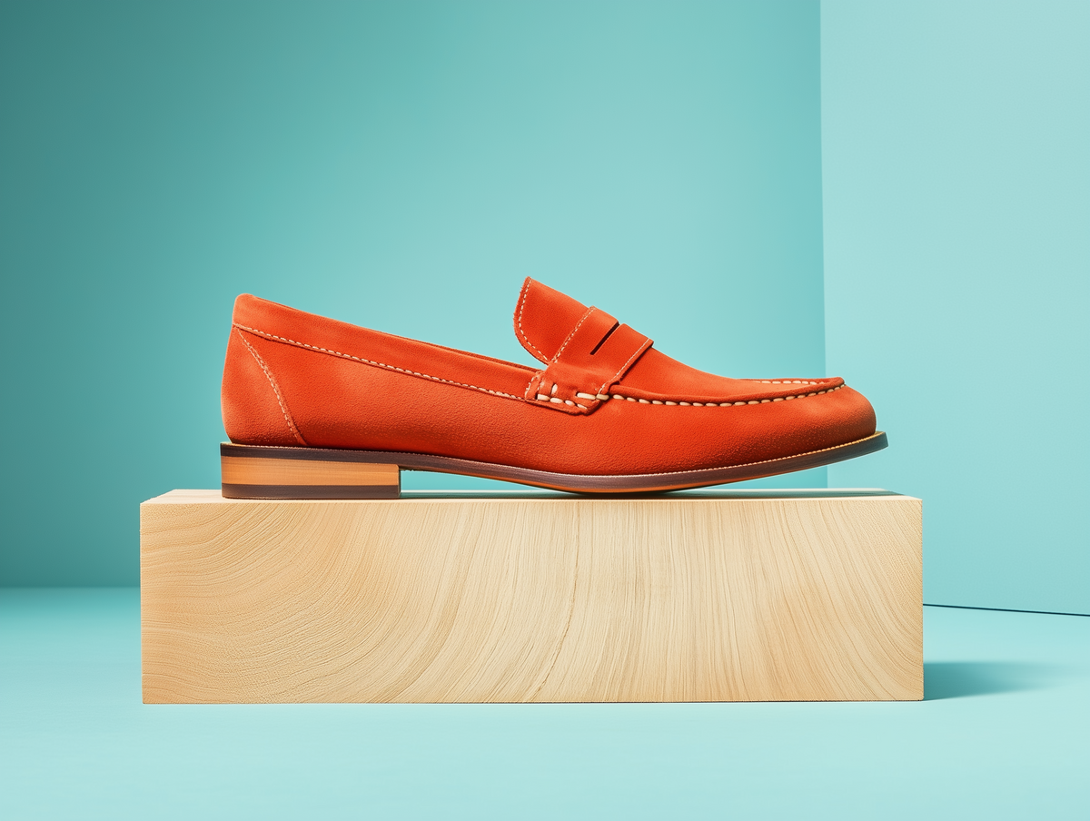 MIRABELLA • Custom Fitted Penny Loafer Shoes • BRIGHT ORANGE SUEDE