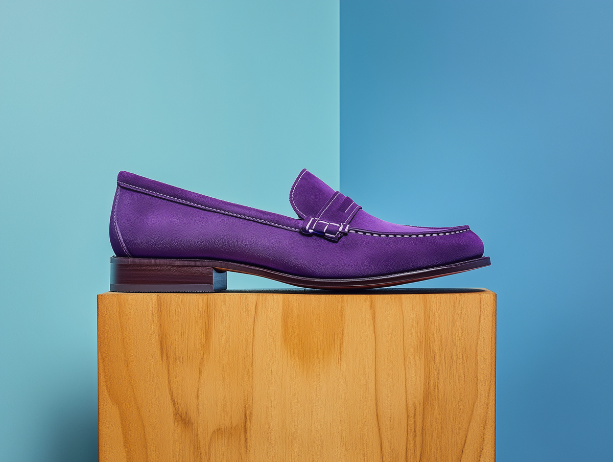 PALMIRA • Bespoke Custom Made & Fitted Penny Loafers • AMETHYST PURPLE SUEDE